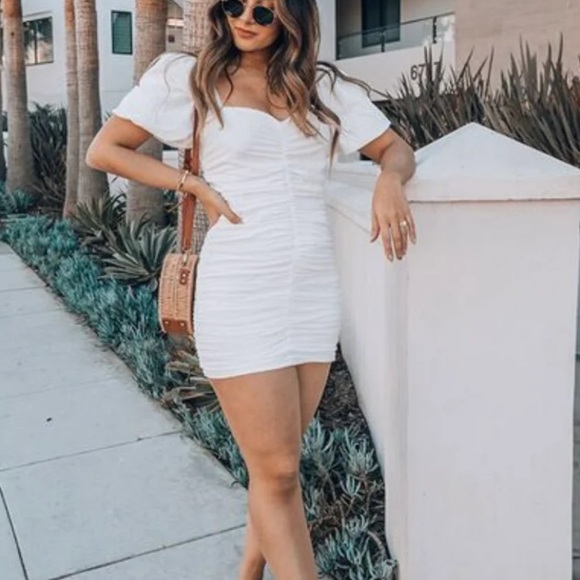 Forever 21 Dresses & Skirts - NWT white rouched off the shoulder forever 21 mini dress
